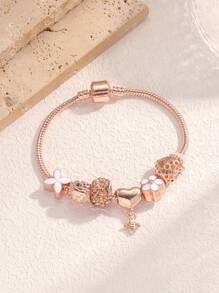 Heart Charm Bracelet - Yellow Gold - View 10