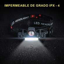 Lampara de Cabeza con Imán, Linterna Frontal Recargable y Impermeable, Dos Modos de Luz, 90 Grados Ajustables, Adecuado para Cámping, Montañismo, Correr, Senderismo, Ciclismo,etc - Negro - Ver 6