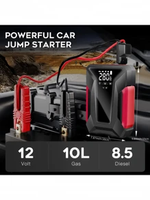1pc 4 em 1 Emergency Car Jump Starter, Multi-Function Car Battery Jump Starter, 12V Car Starting & Intelligent Tire Inflation/Charging/Lighting All-In-One Machine, 39800MAH 600A Power Bank para até 4.0L Car