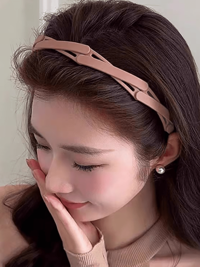 1 faixa de cabeça dobrável com ondas anti-mola, adequada para mulheres e meninas limparem, aplicarem maquiagem, viajarem e usarem acessórios de cabelo da moda ao ar livre. Compacta, portátil e ajustável, disponível em 5 cores.