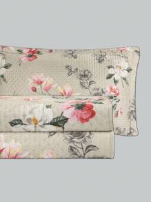 3-Piece Bedspread Quilt Kit Complete Box Bed Ultrasonic Butterfly Quilted - 粉紅色茉莉花 - 查看 3