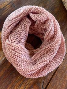 Knitted Collar Scarf Double Wrap Soft Wool Winter Fashion - Baby Pink - View 2