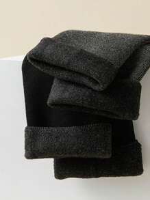 6 Pairs Men's Solid Color Thickened Thermal Mid-Calf Socks, Simple & Versatile