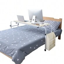 Multifunctional Adjustable Over Bed Desk Foldable Study Table (White)