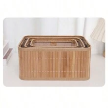 3pcs/Set Handwoven Bamboo Storage Baskets, Desk Organizer, Cosmetic Holders, Toy/Snack Containers, Kitchen/Bedroom Decor (Handcrafted, Slight Color Variation & Joint Edges) - Multicolor - View 6