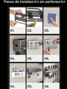 Estante de cocina montado en la pared, soporte para sartenes, espátula, cuchara, percha para cuchara, hogar, Bar, restaurante, café, Organizadores de utensilios de cocina - Gris Oscuro - Ver 9