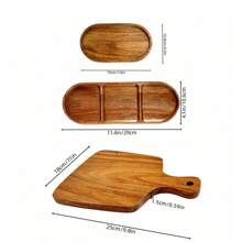 1pc Multifunctional Wooden Tray/Display Platter, Suitable For Restaurant, Kitchen, Easy To Clean, Outdoor Picnic, Snack, Divided Platter, Bread Tray, Friends Party, Home Decor And Kitchen Use, Can Contact With Cooked Food, Vegetable, Fish And Meat
