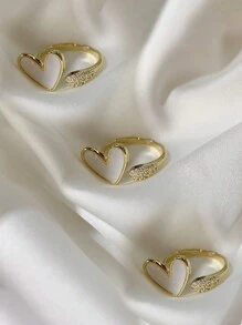 1pc Elegant Luxury Heart Shaped Adjustable Open Ring For Women Valentines,Mom,Mother,Mother's Day,Gift