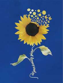 MURAMASA Capucha con girasol & con estampado de slogan con cordón con forro térmico - Azul - Ver 7