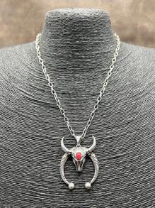 1pc Fashion Retro Western Style Metal Chain/Turquoise Pendant Necklace, Suitable For Women, Girls, Men, Boys To Match Daily Outfit, Party Accessories, Jewelry, Gift For Family/Friends/Yourself