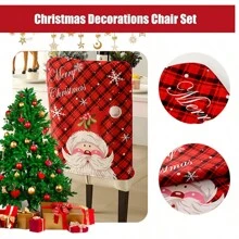 6 Piece Set Christmas Chair Cover Back Chair Red Seat Cover Living Room Dining Room Seat Protector Home Dining Room Living Room Decoration Christmas Celebration Thanksgiving Knit Network Monday Holiday Party Gift Chair Back Protector Snow Mountains Sun Snowman Santa Claus Print Model Pattern
