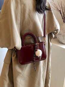 Bolsa vintage de nicho vermelho vinho, pequena, moderna e versátil, com fecho de zíper, em couro sintético, ideal para viagens diárias e presente para encontros