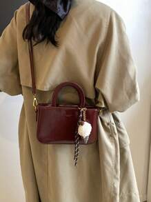 Bolsa vintage de nicho vermelho vinho, pequena, moderna e versátil, com fecho de zíper, em couro sintético, ideal para viagens diárias e presente para encontros