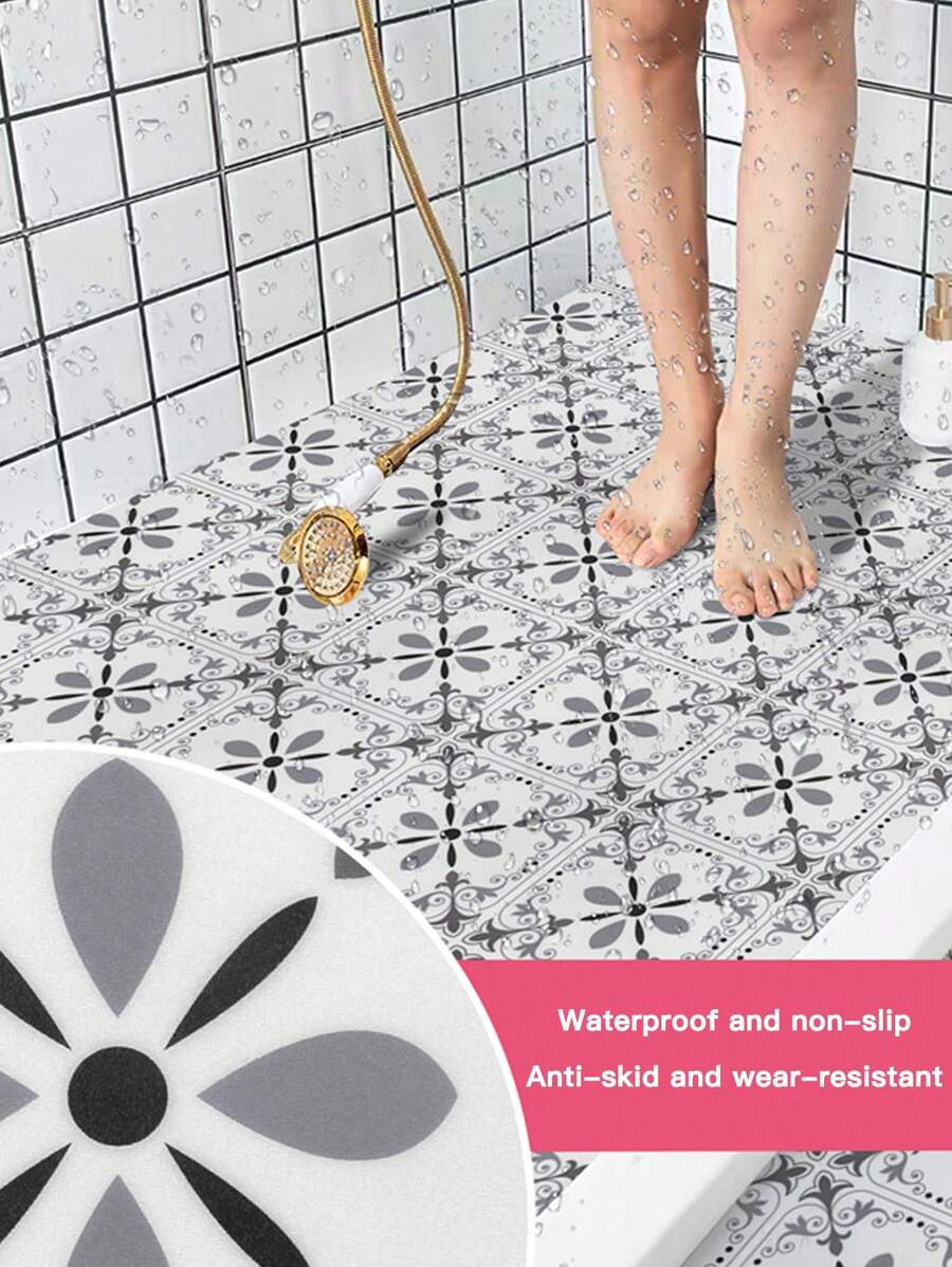 Bohemian Vinyl Floor Tile Sticker, Retro Wallpaper Self-Adhesive Bathroom Renovation Decoration, DIY Coarse Film, Removable - FT004 20*20 - View 1