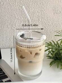 1pc Summer Energizer Glass Set With Lid And Straw - Suitable For Coffee, Water, Milk, Etc! Cups With Lids Drinking Glasses Glasses Drinking Set Glass Drinking Glasses Water Glasses Glassware Drinking Glasses Glassware Glass Cups Glassware Sets Glass Cups Set Glass Cup Cups Cup Coffee Cups Coffee Cup Drinking Cups Glass Milk Bottle Back To School