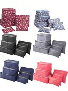 6 件/1 套旅行收纳袋、行李收纳包、化妆包、洗漱包、储物袋套装、旅行行李收纳包、行李袋、行李收纳包套装，适用于家庭、宿舍、学校、海滩化妆收纳浴室配件返校