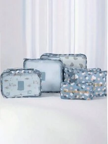 6 件/1 套旅行收纳袋、行李收纳包、化妆包、洗漱包、储物袋套装、旅行行李收纳包、行李袋、行李收纳包套装，适用于家庭、宿舍、学校、海滩化妆收纳浴室配件返校