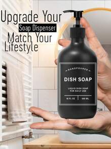 LEAPAIR 2/3 Peças Dispenser de Sabão de 500ml com Rótulos, com Bandeja, Conjunto de Dispenser de Sabão para Mãos e Louças, Garrafas de Bomba de Plástico, Garrafas Recarregáveis Preto Fosco de Shampoo e Condicionador, Garrafas de Bomba Vazias Reutilizáveis de 500ml, Dispensers de Sabão para Bancada do Banheiro, Rótulo de Garrafa de Loção de Gel de Banho e Shampoo, Armazenamento de Cozinha e Banheiro, Decoração de Banheiro, Decoração de Outono, De Volta às Aulas