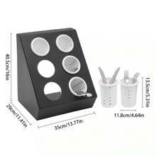 YUNRUX 6-Slot Stainless Steel Knife & Fork Storage Rack Modern Restaurant Utensil Holder - 黑色 - 查看 2