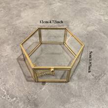 1 个复古玻璃首饰盒 - 心形，六角形金色玻璃首饰盒，用于戒指耳环配件、珠宝收纳盒和装饰盒，是送给女性和女孩的绝佳礼物！ - 心 - 查看 10