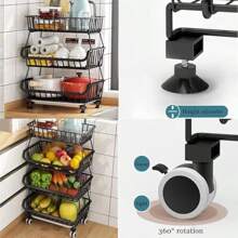 CarolynDesign Metal Wire Baskets Black Iron Wire Storage Bins With Wheels And Feet Stackable Vegetable Storage Baskets 6-Tier Baskets - 6-TierBaskets - View 3