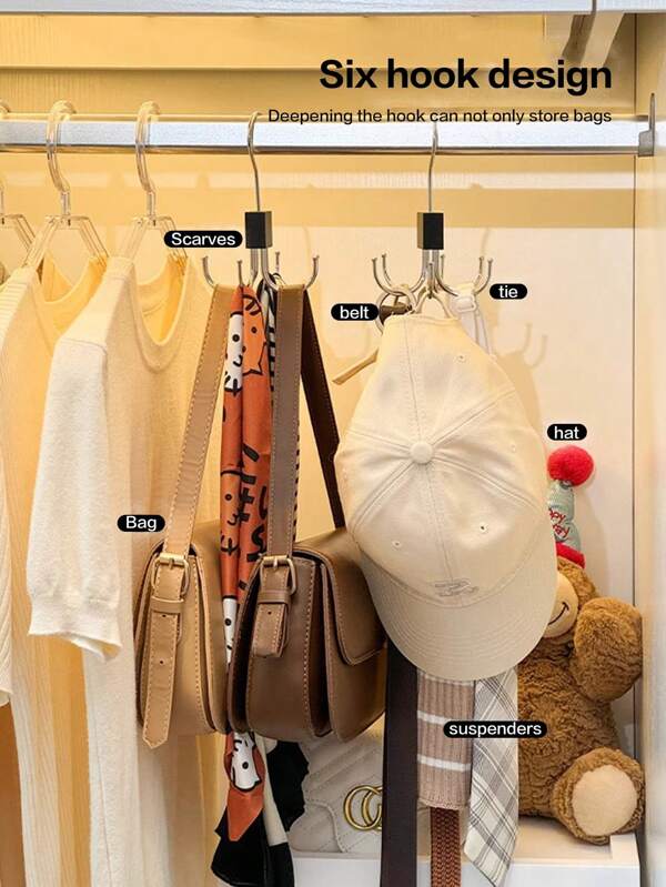 6 Hooks, Belt Hanger, Wardrobe Belt Organizer 360 ° Rotatable Space-Saving, Wardrobe Accessories Organizer, Belt, BRA, Top Of Tank, Tie, Scarf, Purse, Black Hanger Storage Hook, Bathroom, Bedroom, Kitchen, Garden, Office, Balcony Or Other Space, Multi-Purpose, Storage And Carrying, High-Quality Metal, Wood, Save See, Wardrobe, Cabinets Dress Pants Shoes Jeans Boots Skirt Bedroom, Organizer, Home Storage, White T Shirt Women, Black Pants Women, Ladies Winter Clothes, Dress,