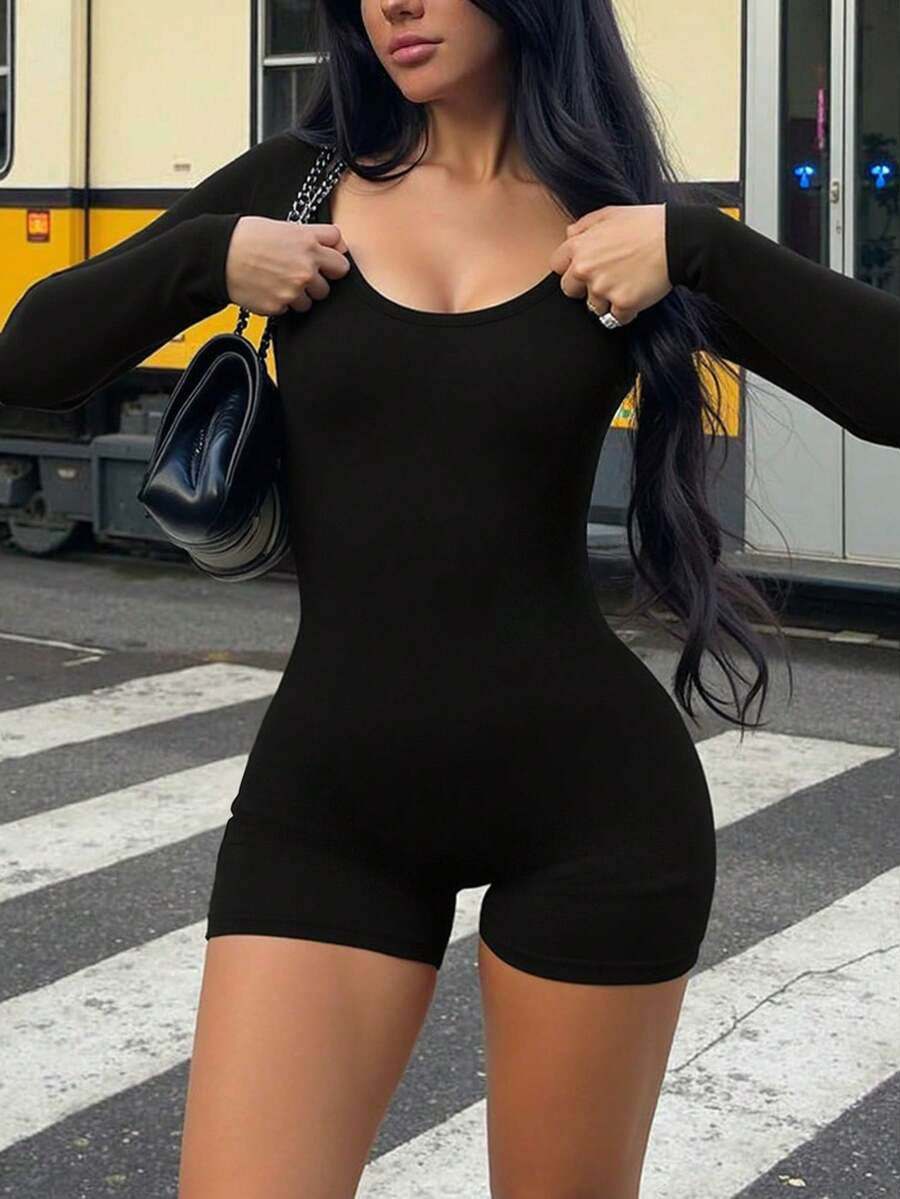 AiTyi 女士连体裤，休闲简约修身性感V领多功能户外运动款，适合毕业典礼、返校、圣诞节、新年、感恩节、秋冬季针织长袖连体裤