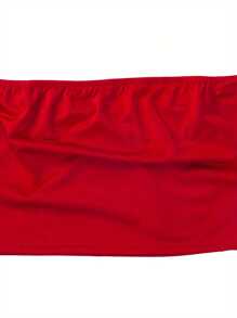 Women's Crop Top Sleeveless Stretchy Solid Color Going Out Strapless Tube Top Basic Bandeau For Summer - Red - View 3