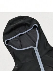 VFJ 1 套女式全覆盖连帽泳衣，沙滩罩衫 2 件套，紧身，水疗/运动拉链泳衣 - 黑色 - 查看 9