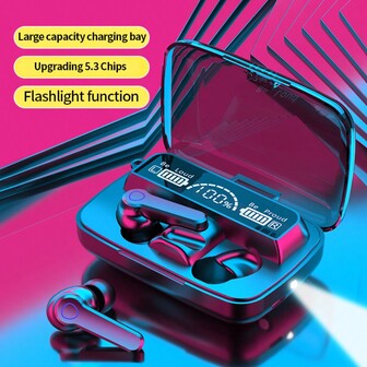 BOATS Nouveaux écouteurs sans fil 5,3 avec affichage LED, contrôle tactile, écouteurs intra-auriculaires TWS sans fil, casque audio de sport, de musique et de jeu compatible avec tous les smartphones. Convient comme cadeau d'anniversaire ou de fête pour les étudiants, les hommes et les femmes