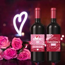 12 件情人节酒瓶粉色贴纸标签，情人节快乐瓶贴，适用于情人节派对装饰，返校情人节