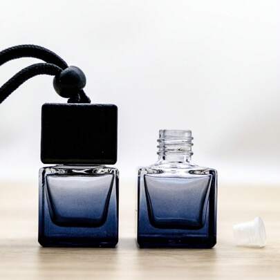 pthcrsdyn 1/10pcs 8ml Gradient/Black Square Empty Car Pendant Bottle, Hanging Empty Glass Perfume Bottle, Fragrance Diffuser, Refillable Empty Car Perfume Bottle, Punk Style For Car, Home, Office Air Purification, Wedding, Party, Birthday, Christmas Decoration, Enjoy Fresh Fragrance, Enhance Ambiance