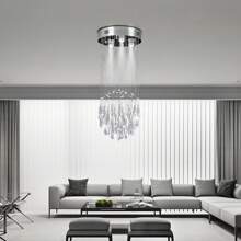 Modern K9 Crystal Chandelier Lighting Flush Mount Ceiling Light Fixture Pendant Lamp For Dining Room Bedroom Living Room 3GU10 Bulbs - White - View 7