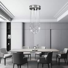 Modern K9 Crystal Chandelier Lighting Flush Mount Ceiling Light Fixture Pendant Lamp For Dining Room Bedroom Living Room 3GU10 Bulbs - White - View 4