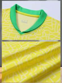 Customizable Brazilian Style Youth Football Set, Suitable For Children Aged 8-12- Personalized Jersey And Shorts Set With Customizable Logo, Numbers, And Text Content - Yellow - View 7