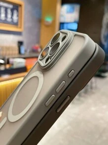 1 Piece Matte Magnetic Skin Touch Phone Case With Lens Film Protection Compatible With IPhone 15pro Max/14/13/12/11 - 灰色 - 查看 9