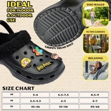 Harry Potter Clogs Winter Fleece Lining & Removable Charms Warm Slip On Garden Shoes Strap - Black - View 5