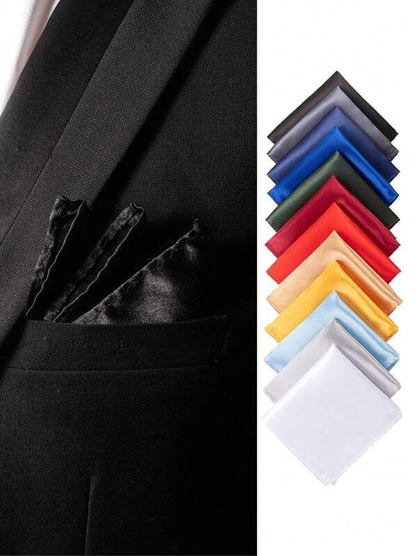 Solid Color Pocket Square, Suit Handkerchief, Wedding Party Formal Accessories