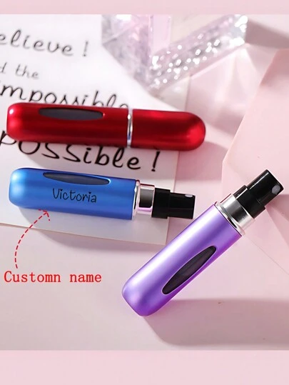 5ml Personalized Perfume Spray Bottle, Custom High End Perfume Atomizer, Custom Printed Name, Refillable Portable Mini Spray Bottle, Personalized Gifts For Friends And Bridesmaids, Holiday Travel Perfume And Essential Oil Dispenser Bottle (No Perfume, Empty Bottle Only)