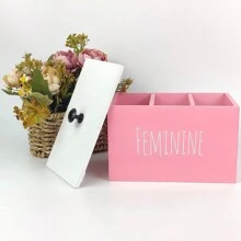Caja de almacenamiento de tampones de madera rústica de estilo de granja con tapa - Organizador de baño versátil para productos femeninos, accesorio de decoración del hogar Almacenamiento de tampones para baño Pequeño gabinete de almacenamiento de baño