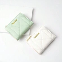 Korean Style Women's Wallet, Soft Rhombus Pattern Mini Purse, Coin Pouch, Card Holder, Perfect Gift For Women, Christmas Gift