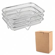 1/3/6 Pcs Air Fryer Round Racks, Stackable Racks, Dehydrator Racks, Drip Tray, Roasting Racks, Food Frying Basket Accessories Set For BBQ Grill & Air Fryer
