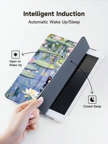 油画猫保护套兼容 iPad 10.2 英寸 2021/2020 iPad 第 9/8 代，兼容三星 Galaxy Tab A8 10.5 英寸 2022，标签保护套，带笔架，支持自动睡眠/唤醒盖 - 彩色 - 查看 6