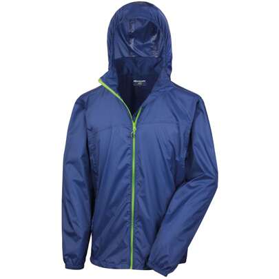 Result Mens Lightweight Packaway Jacket (Navy/Lime) - 100% Nylon