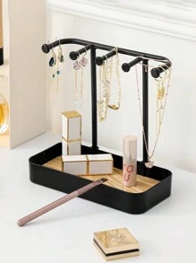 1pc Jewelry Display Stand, Desktop Makeup Vanity Hanging Earring Necklace Bracelet Ring Rack, Entryway Key Holder & Organizer Tray For Jewelry Accessories Back To School