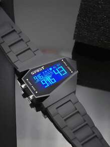 1 件夜光多功能方形战斗机手表，运动情侣手表，青少年学生手表，外观酷炫，夜光