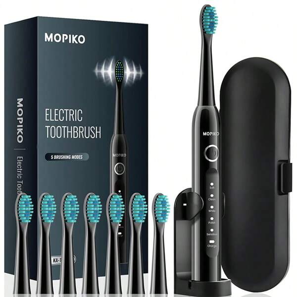 Electric Toothbrush For Adults, Rechargeable Electric Toothbrushes With Case, Travel Toothbrush Set, Power Electric Toothbrush With Holder, USB C 5 Modes, 2.5 Hours Charge For 120 Days