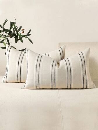 1 件波西米亚纹理枕套，亚麻方形靠垫套（无枕芯），沙发纹理抱枕套，适合家居节日装饰