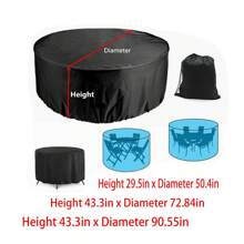 Heavy Duty Outdoor Waterproof Garden Patio Furniture Large Round Cover For Rattan Table Cube Shelter Table Chair Set - Black - View 5