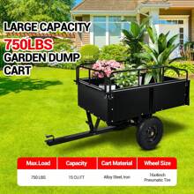 Studyset 750 Lbs Heavy-Duty Steel Dump Cart - 15 Cubic Feet Garden Utility Trailer With Removable Sides, Hand-Pull Or Foot Pedal Dumping For ATVs, UTVs, Lawn Mowers, And Tractors